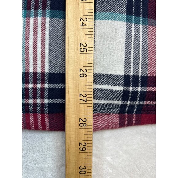 Orvis Flannel Shirt Womens Large Blue Red Plaid Shacket Lined - Picture 10 of 10
